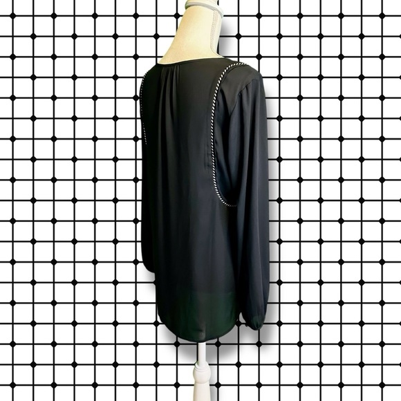 NWOT J. Crew Black & White Split Neck Tassel Trim Popover Tunic Size 6 - Picture 11 of 15